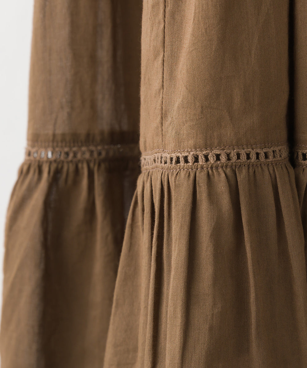 【OMNES】コットンボイル ノースリーブティアードワンピース【1524-9111】