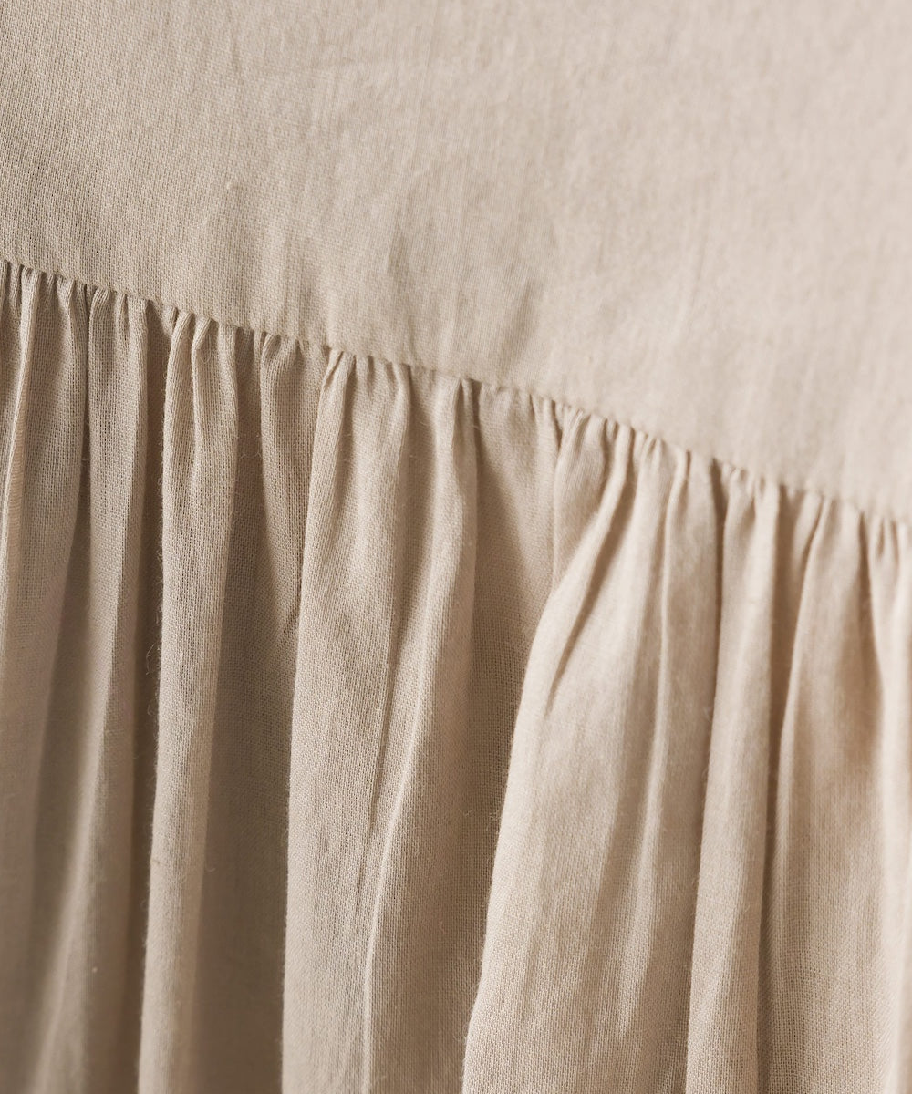 【OMNES】コットンボイル 袖ボリュームギャザーワンピース【1524-9114】