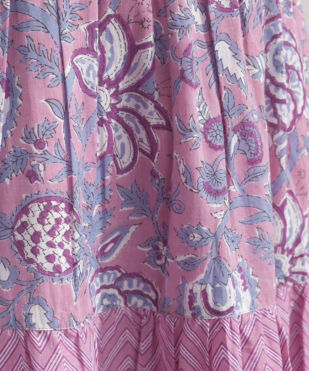 【OMNES】コットンボイル総柄切り替えティアードスカート【1525-8062】