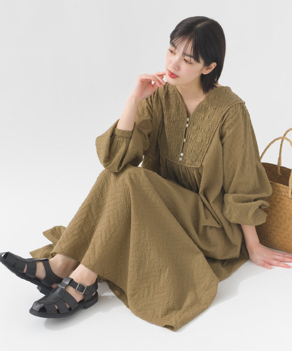 【OMNES】コットンドビーシャーリングワンピース【1525-9125】