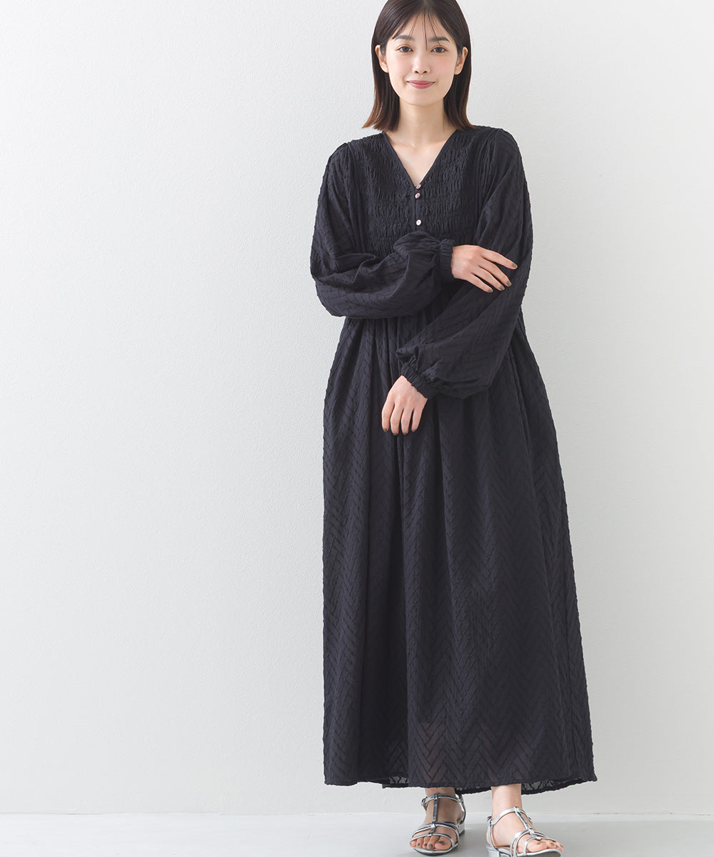 【OMNES】コットンドビーシャーリングワンピース【1525-9125】