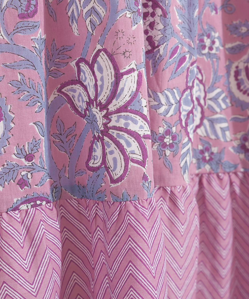 【OMNES】コットンボイル総柄ティアードワンピース【1525-9126】