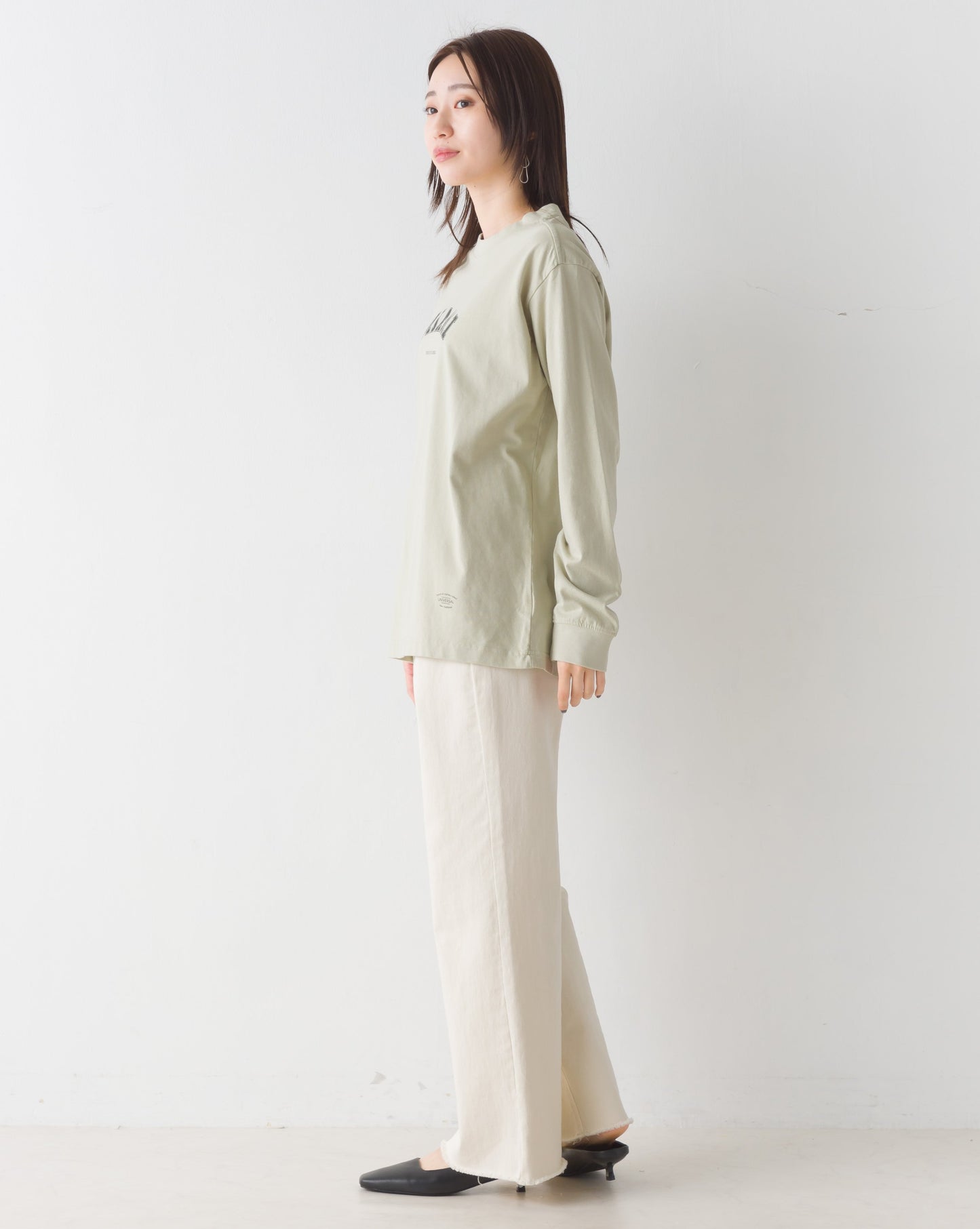 【OMNES】バイオ加工 綿100%プリント長袖Tシャツ【1521-5112】