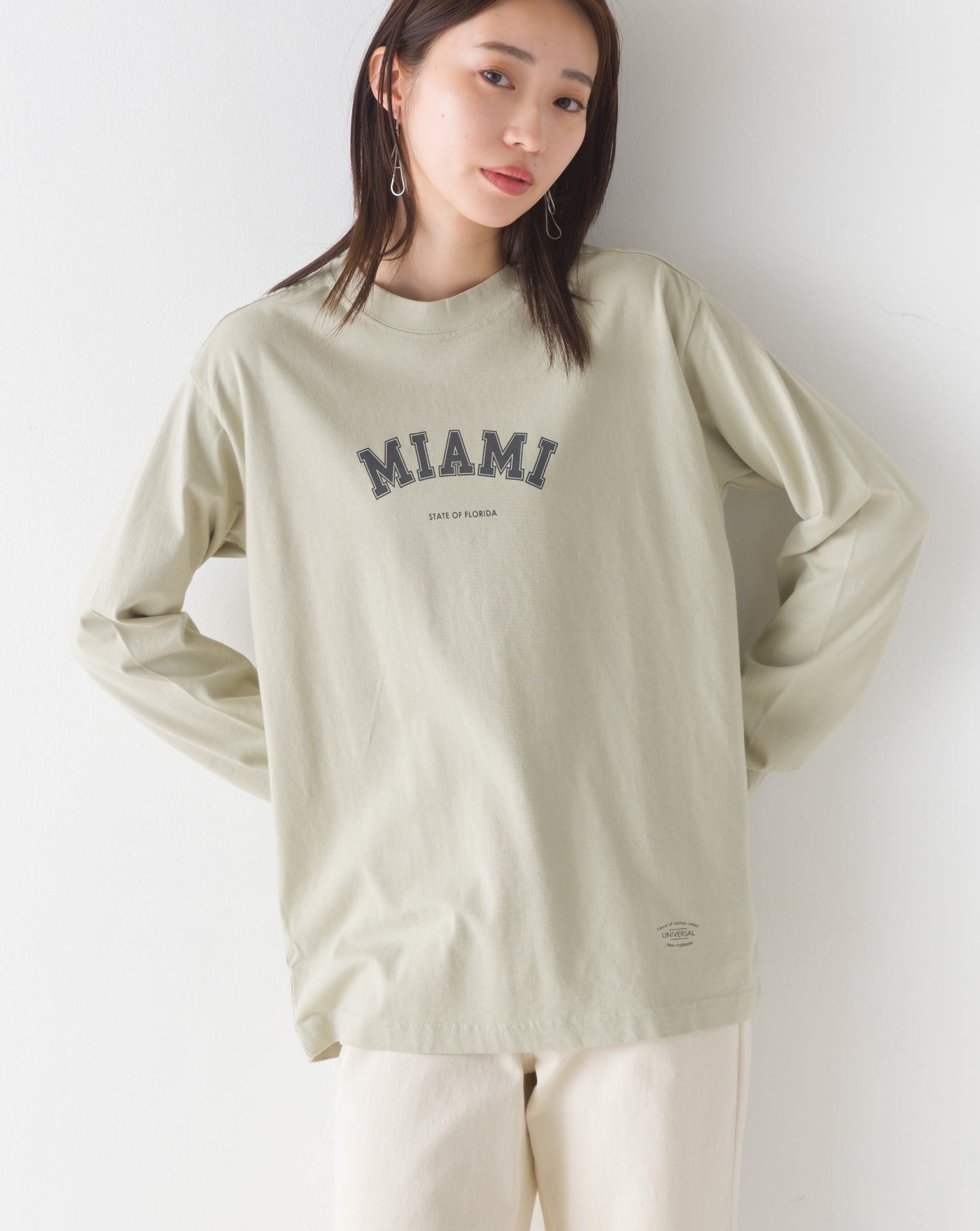 【OMNES】バイオ加工 綿100%プリント長袖Tシャツ【1521-5112】