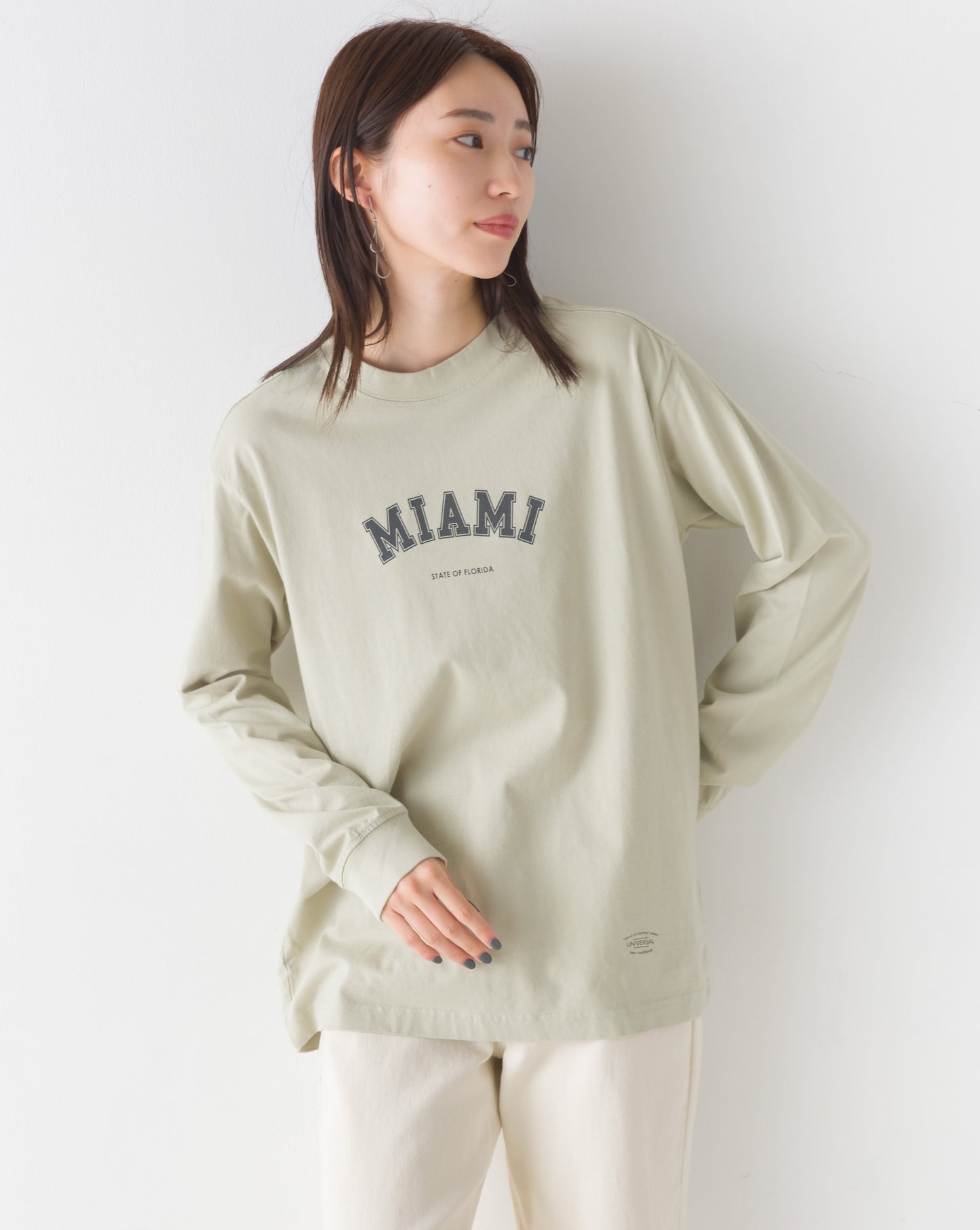 【OMNES】バイオ加工 綿100%プリント長袖Tシャツ【1521-5112】