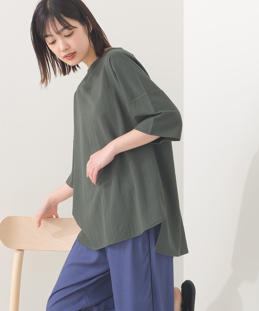 【OMNES】接触冷感 オーバーサイズ半袖プルオーバーTシャツ【252W427OMN006】