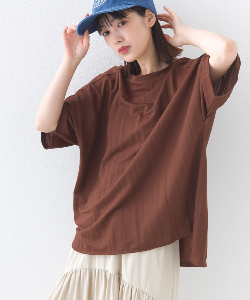 【OMNES】接触冷感 オーバーサイズ半袖プルオーバーTシャツ【252W427OMN006】
