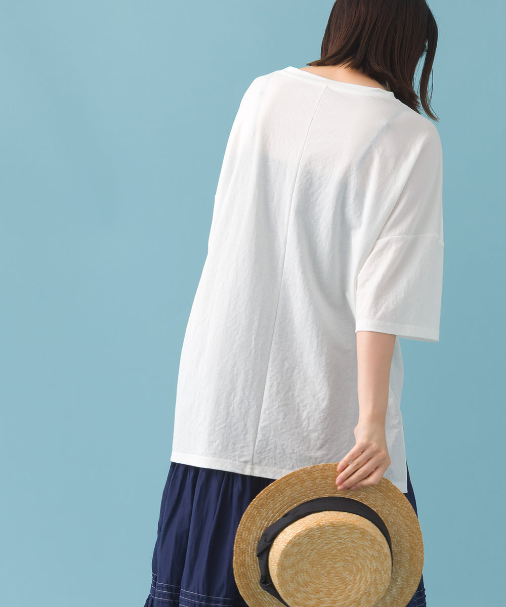 【OMNES】接触冷感 オーバーサイズ半袖プルオーバーTシャツ【252W427OMN006】