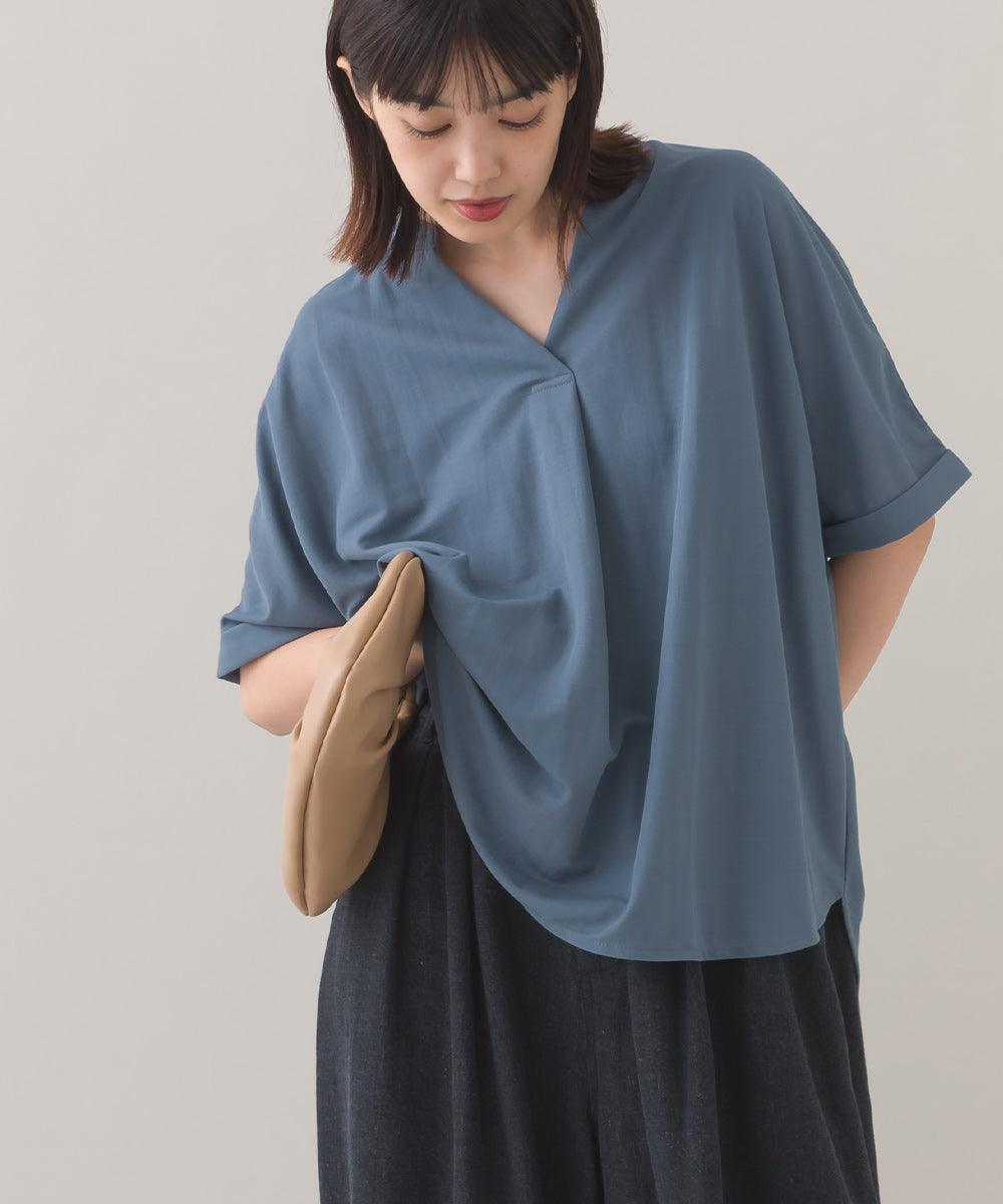 【OMNES】接触冷感 スキッパーブラウス【252W427OMN007】