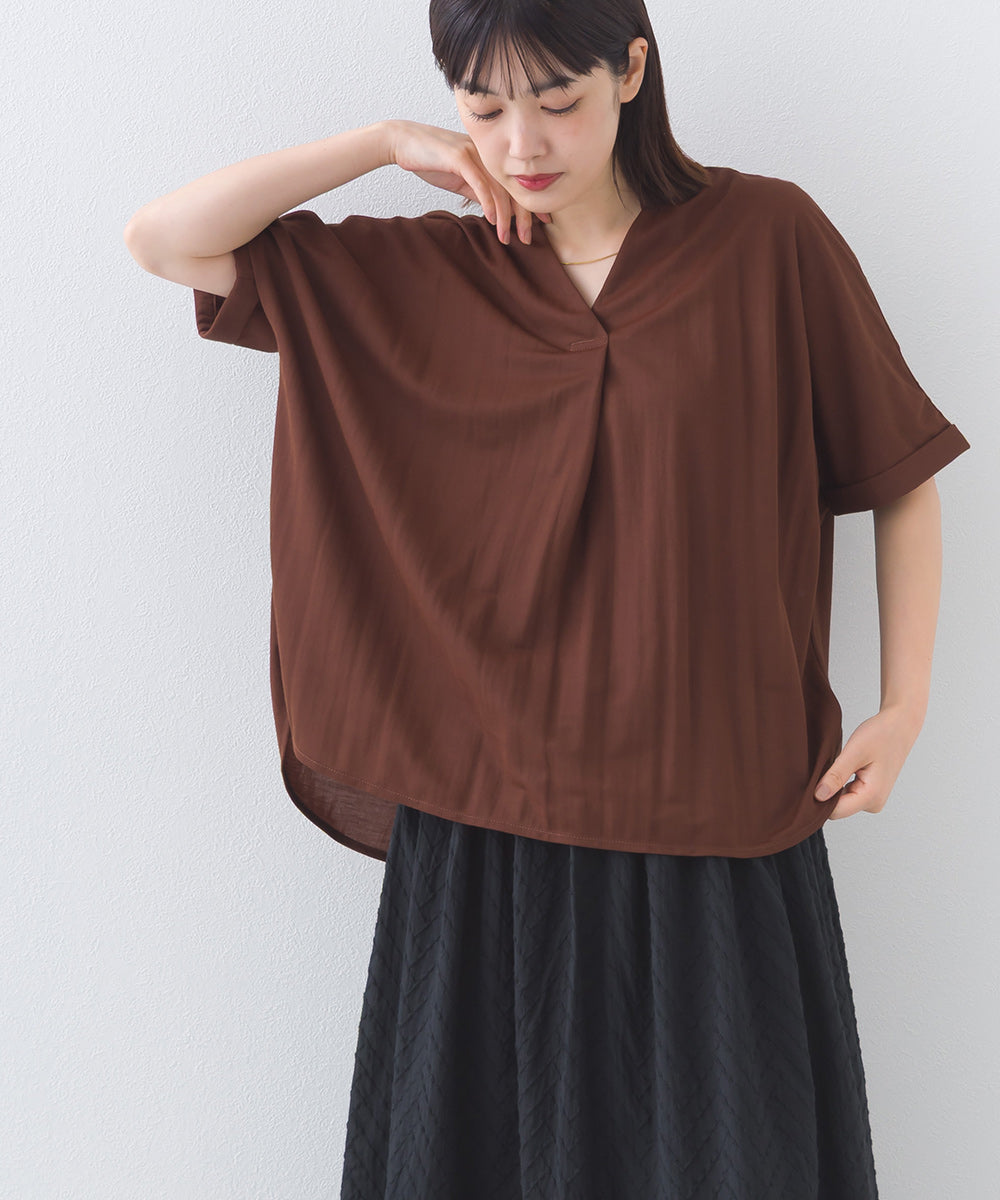 【OMNES】接触冷感 スキッパーブラウス【252W427OMN007】