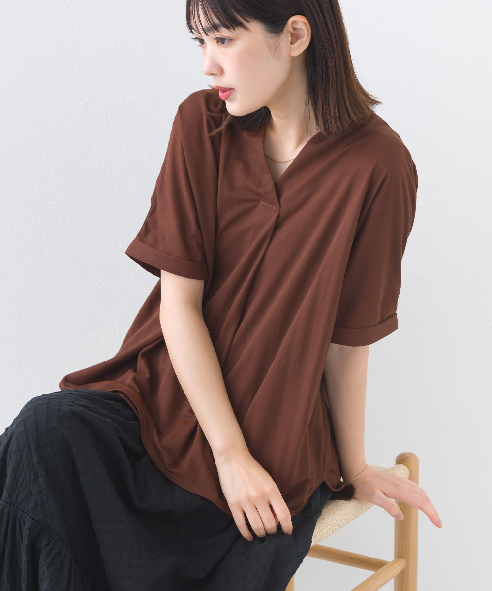 【OMNES】接触冷感 スキッパーブラウス【252W427OMN007】