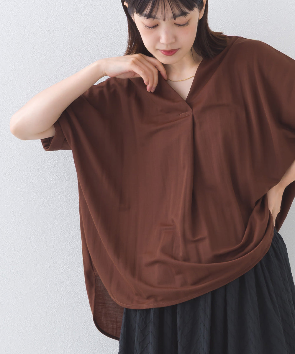 【OMNES】接触冷感 スキッパーブラウス【252W427OMN007】