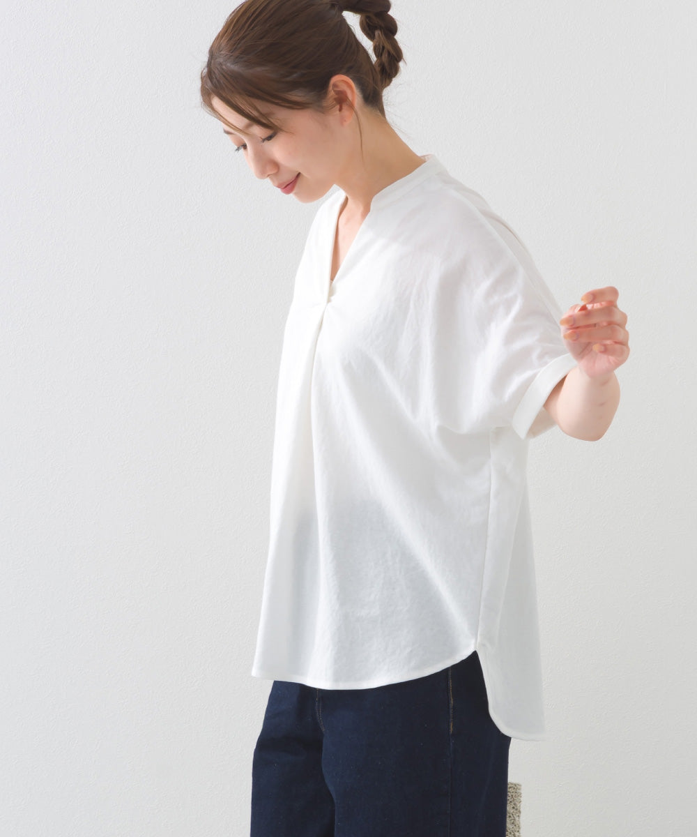 【OMNES】接触冷感 スキッパーブラウス【252W427OMN007】