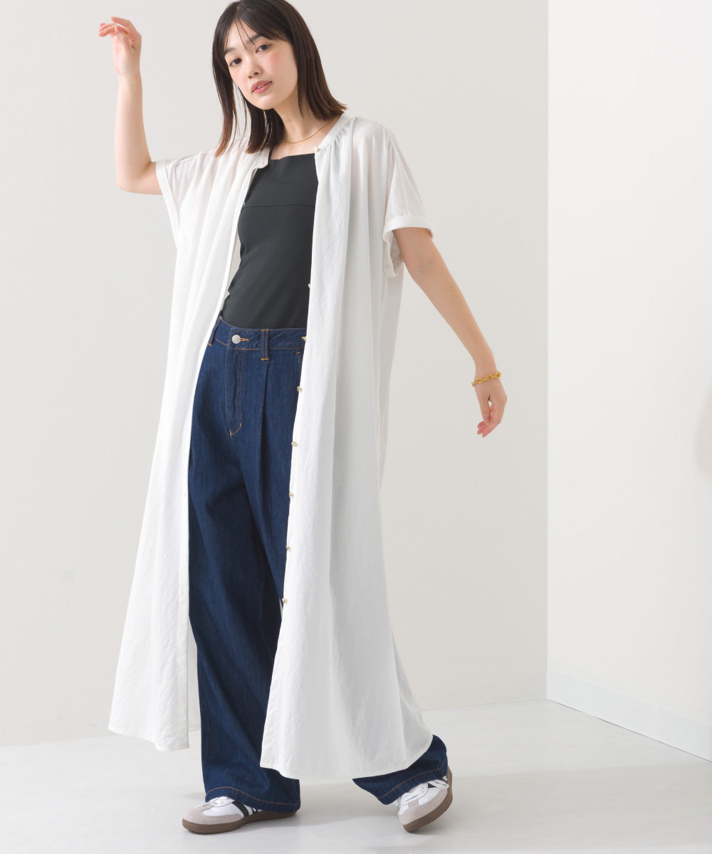 【OMNES】接触冷感 前開きシャツワンピース【252W427OMN008】