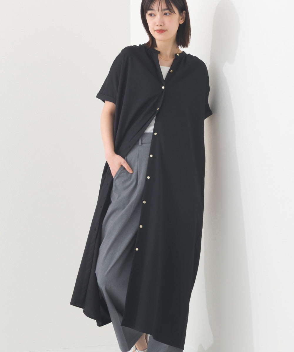 【OMNES】接触冷感 前開きシャツワンピース【252W427OMN008】