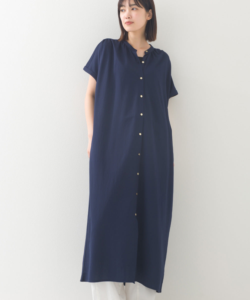 【OMNES】接触冷感 前開きシャツワンピース【252W427OMN008】