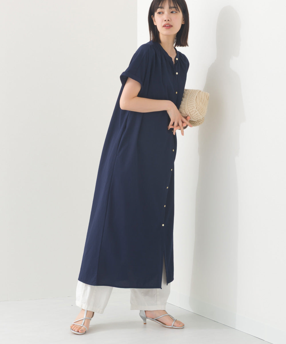 【OMNES】接触冷感 前開きシャツワンピース【252W427OMN008】