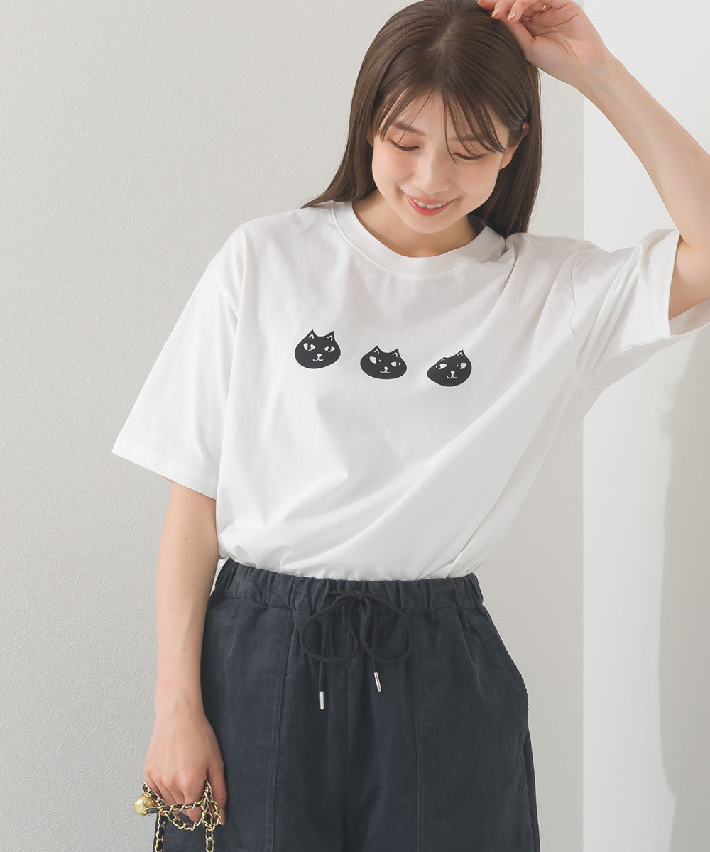 【OMNES】プリントTシャツD ねこちゃん【252W427EVN004】