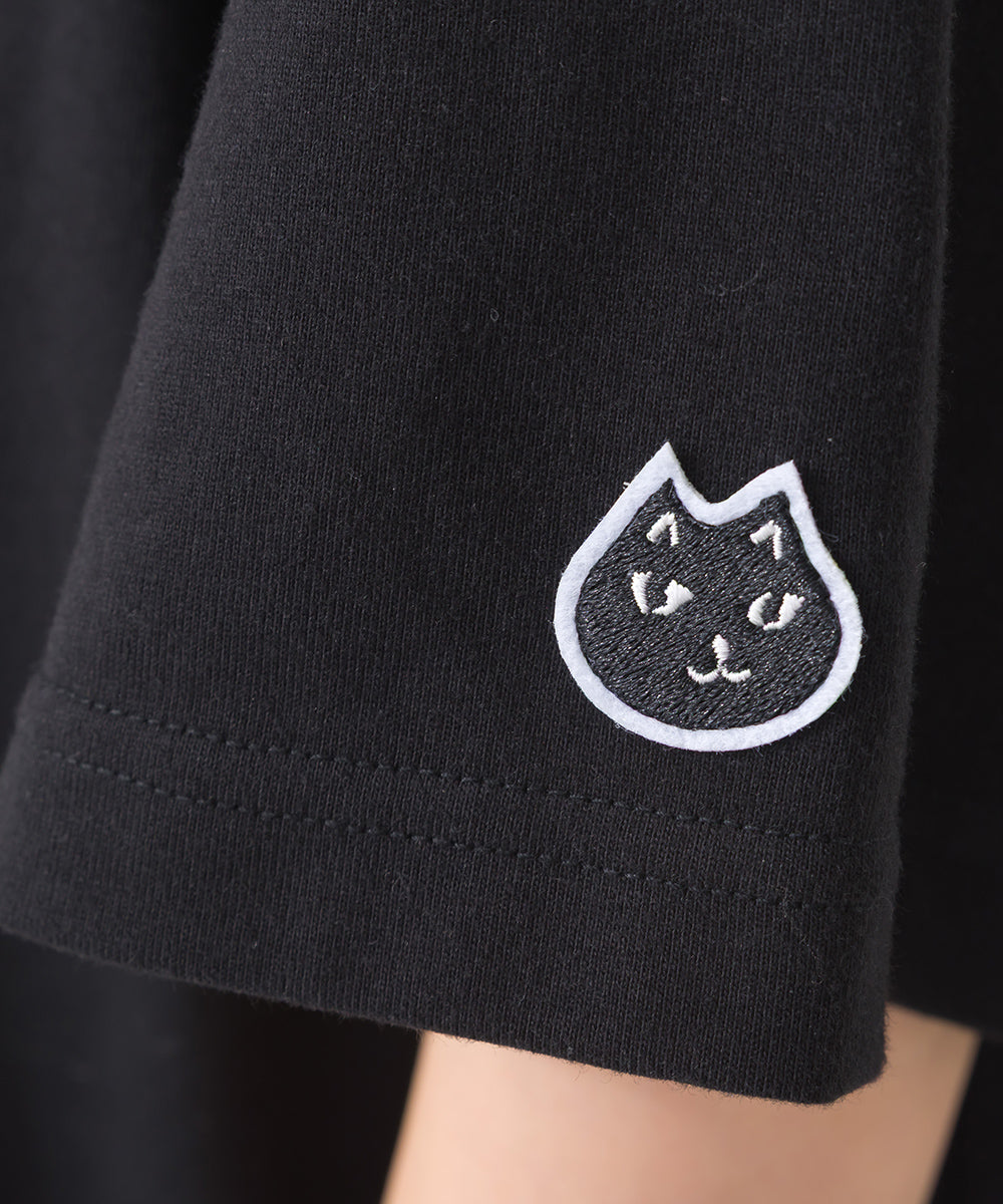 【228】バックプリント オーバー半袖Tシャツ ねこちゃんプリント ワッペン【253W427228006】