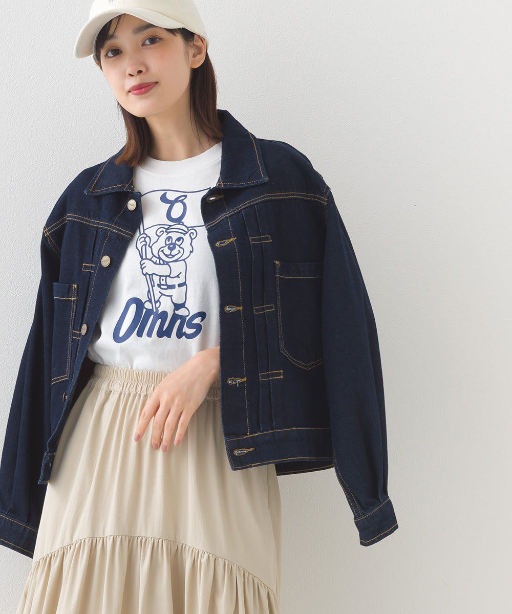 【OMNES】コットンロゴプリントオーバーサイズTシャツ ベアFLAG 半袖Tシャツ【253W427OMN014】