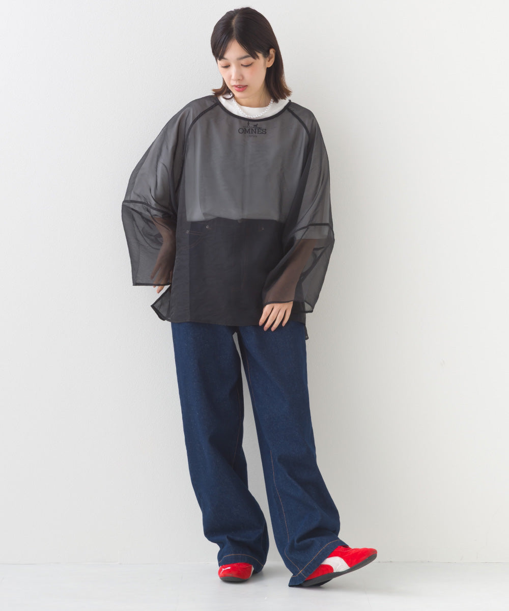 【OMNES】きれいめロゴプリントTシャツ OMNES刺繍 半袖Tシャツ【253W427OMN015】