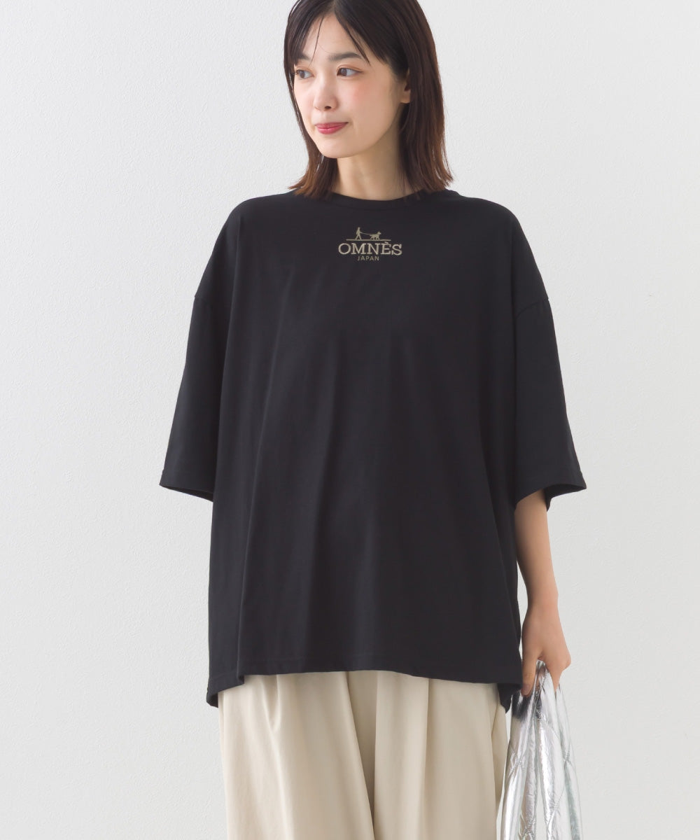 【OMNES】きれいめロゴプリントTシャツ OMNES刺繍 半袖Tシャツ【253W427OMN015】