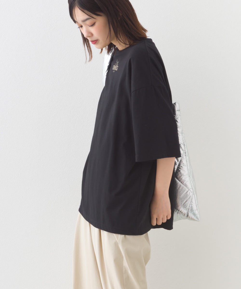 【OMNES】きれいめロゴプリントTシャツ OMNES刺繍 半袖Tシャツ【253W427OMN015】