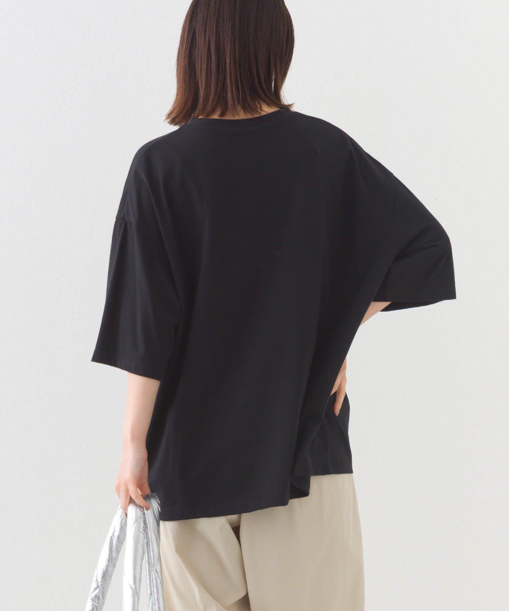 【OMNES】きれいめロゴプリントTシャツ OMNES刺繍 半袖Tシャツ【253W427OMN015】