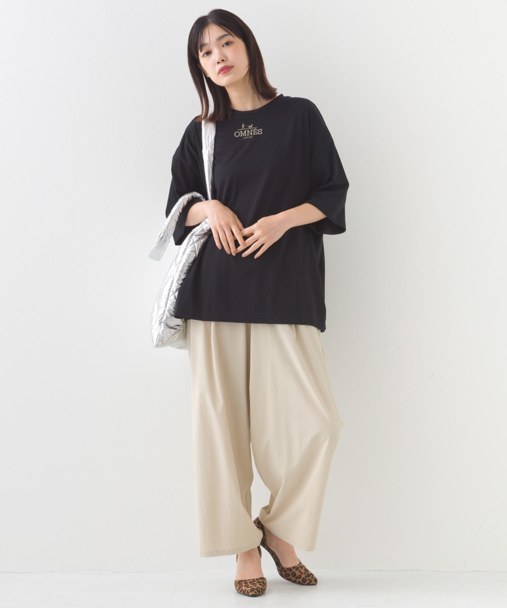 【OMNES】きれいめロゴプリントTシャツ OMNES刺繍 半袖Tシャツ【253W427OMN015】