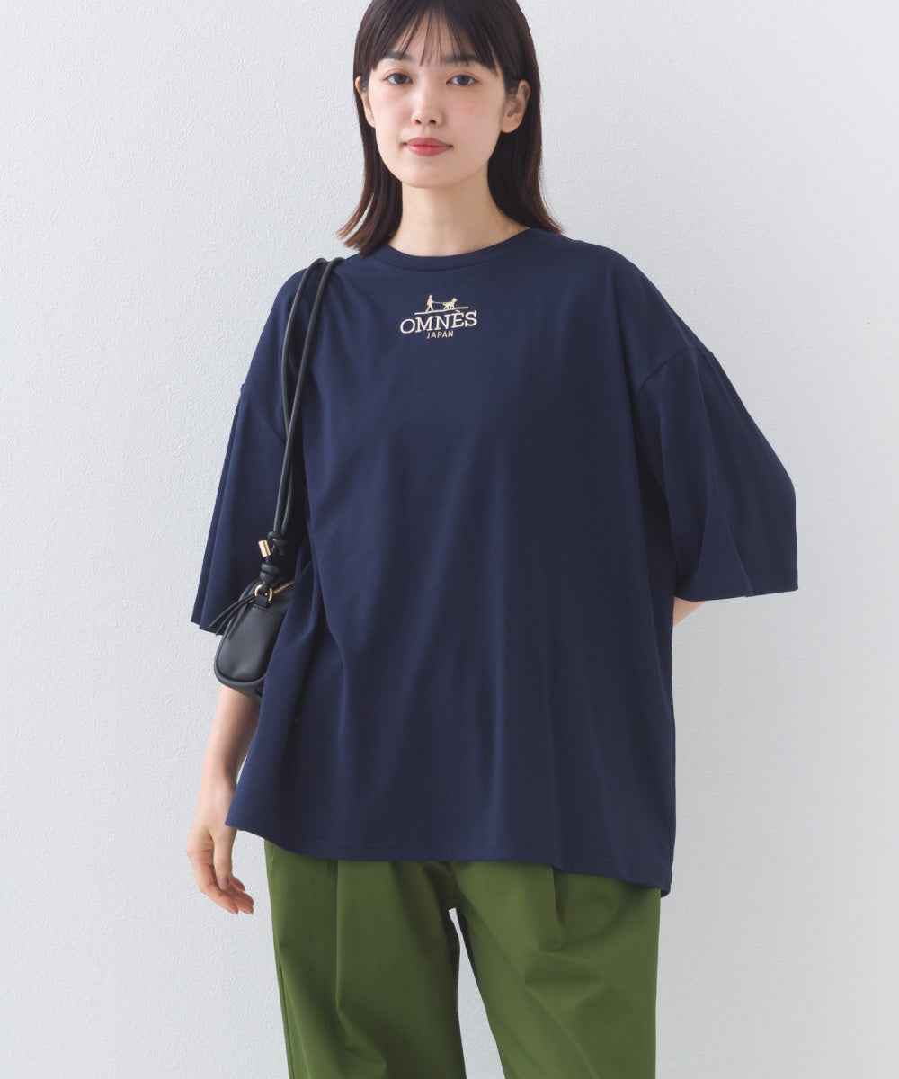 【OMNES】きれいめロゴプリントTシャツ OMNES刺繍 半袖Tシャツ【253W427OMN015】