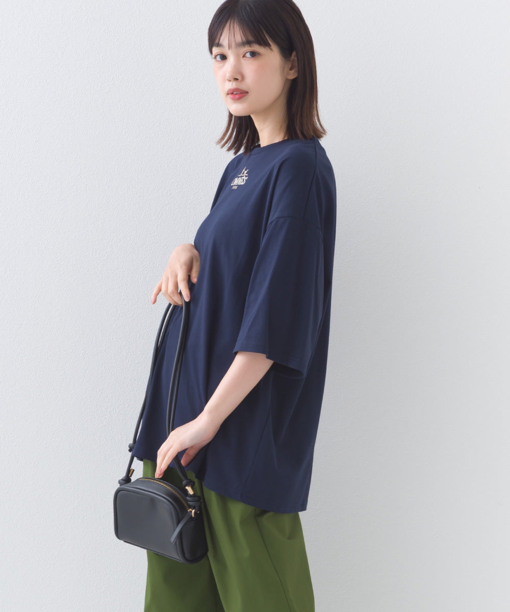 【OMNES】きれいめロゴプリントTシャツ OMNES刺繍 半袖Tシャツ【253W427OMN015】