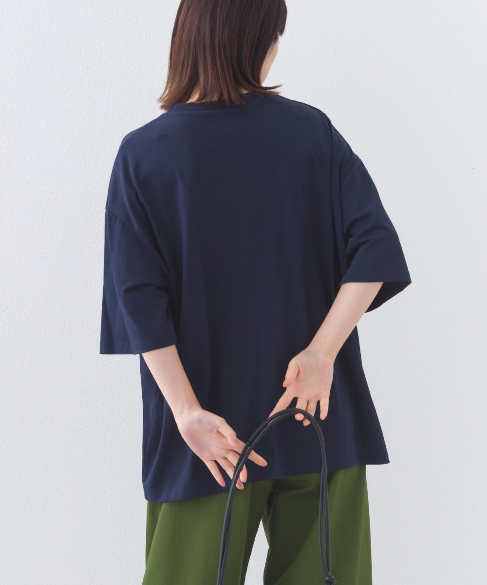 【OMNES】きれいめロゴプリントTシャツ OMNES刺繍 半袖Tシャツ【253W427OMN015】