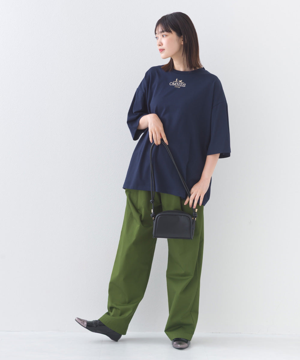 【OMNES】きれいめロゴプリントTシャツ OMNES刺繍 半袖Tシャツ【253W427OMN015】