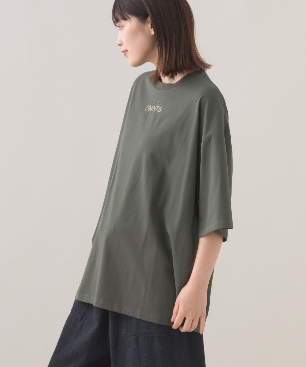 【OMNES】きれいめロゴプリントTシャツ OMNES刺繍 半袖Tシャツ【253W427OMN015】