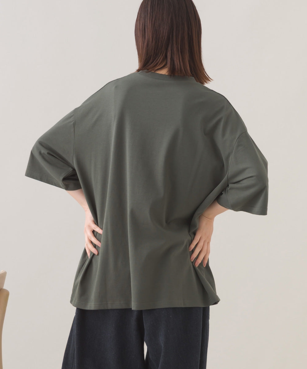 【OMNES】きれいめロゴプリントTシャツ OMNES刺繍 半袖Tシャツ【253W427OMN015】