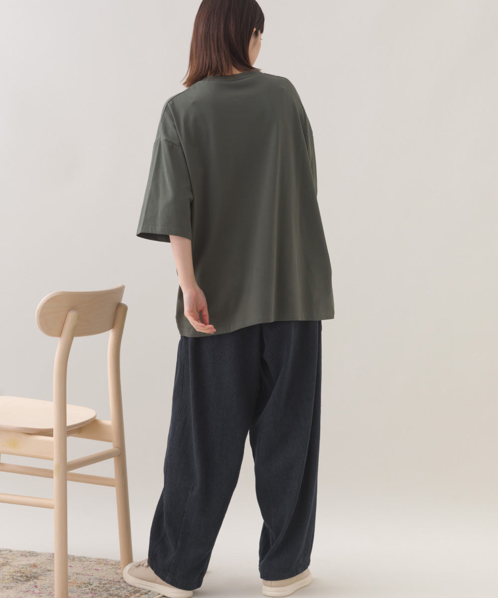 【OMNES】きれいめロゴプリントTシャツ OMNES刺繍 半袖Tシャツ【253W427OMN015】