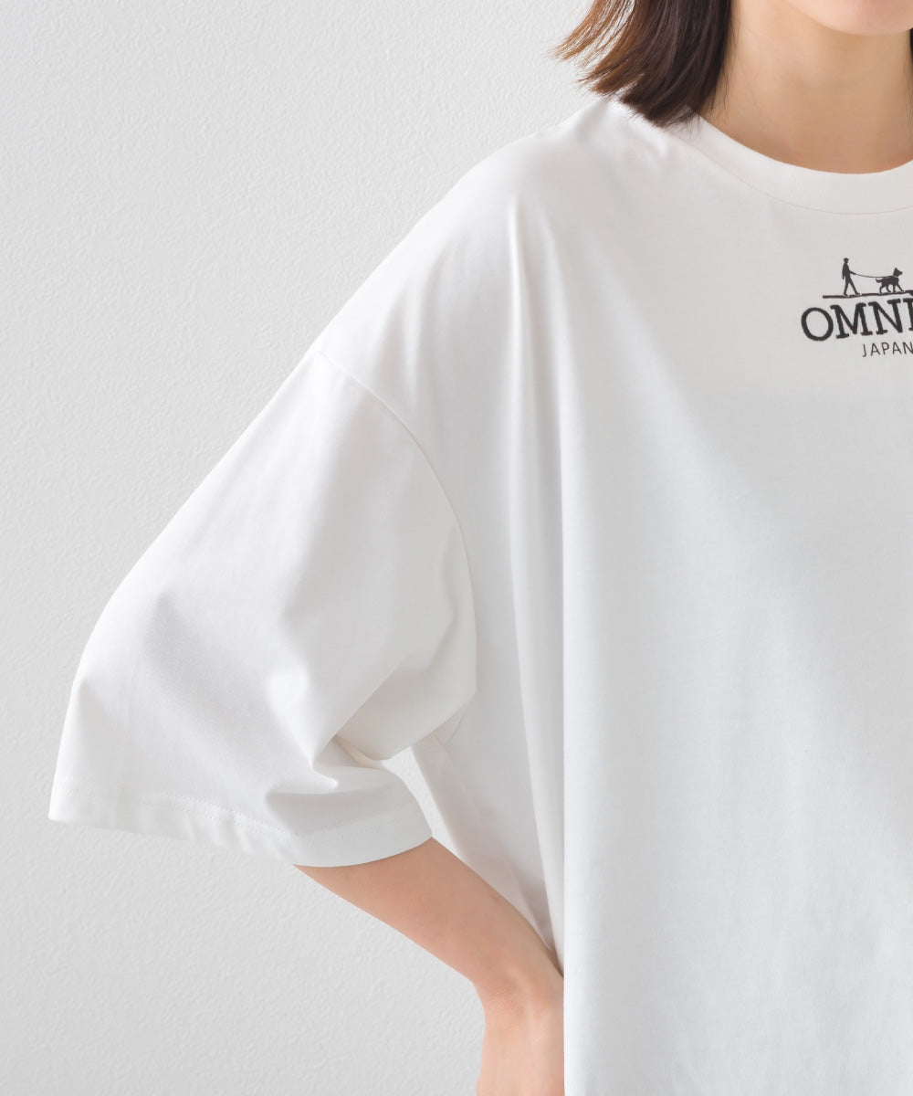 【OMNES】きれいめロゴプリントTシャツ OMNES刺繍 半袖Tシャツ【253W427OMN015】