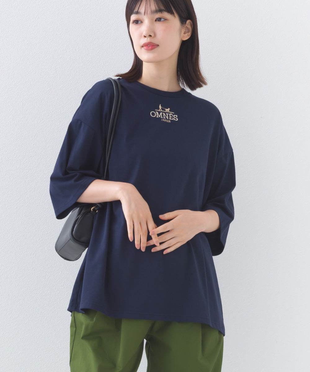 【OMNES】きれいめロゴプリントTシャツ OMNES刺繍 半袖Tシャツ【253W427OMN015】