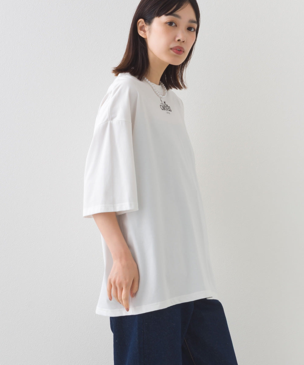 【OMNES】きれいめロゴプリントTシャツ OMNES刺繍 半袖Tシャツ【253W427OMN015】