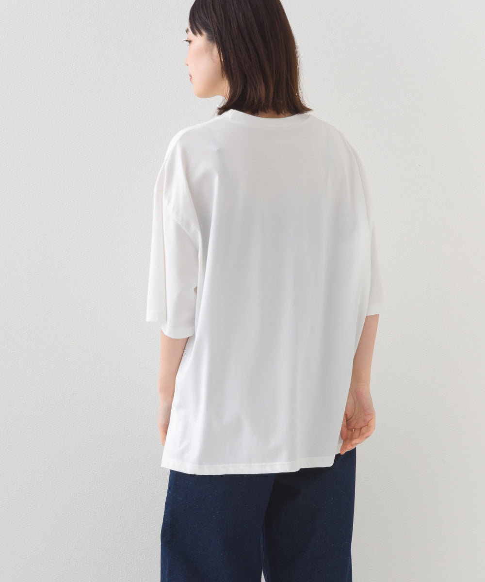 【OMNES】きれいめロゴプリントTシャツ OMNES刺繍 半袖Tシャツ【253W427OMN015】