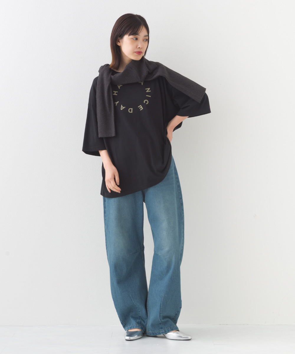 【OMNES】きれいめロゴプリントTシャツ HAVE A NICEDAY 半袖Tシャツ【253W427OMN016】