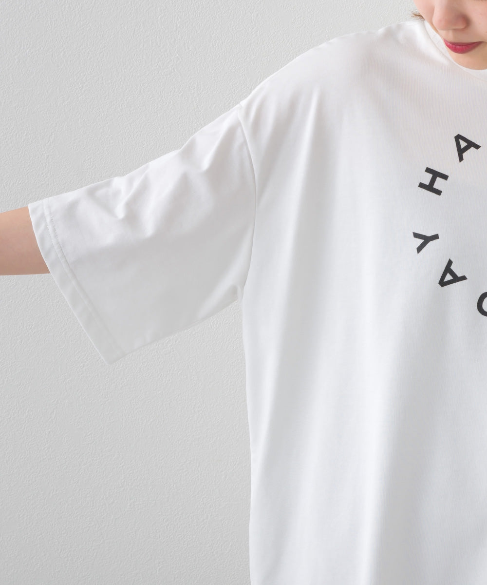 【OMNES】きれいめロゴプリントTシャツ HAVE A NICEDAY 半袖Tシャツ【253W427OMN016】