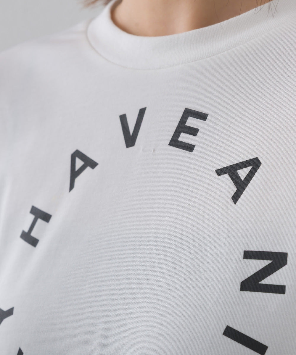 【OMNES】きれいめロゴプリントTシャツ HAVE A NICEDAY 半袖Tシャツ【253W427OMN016】