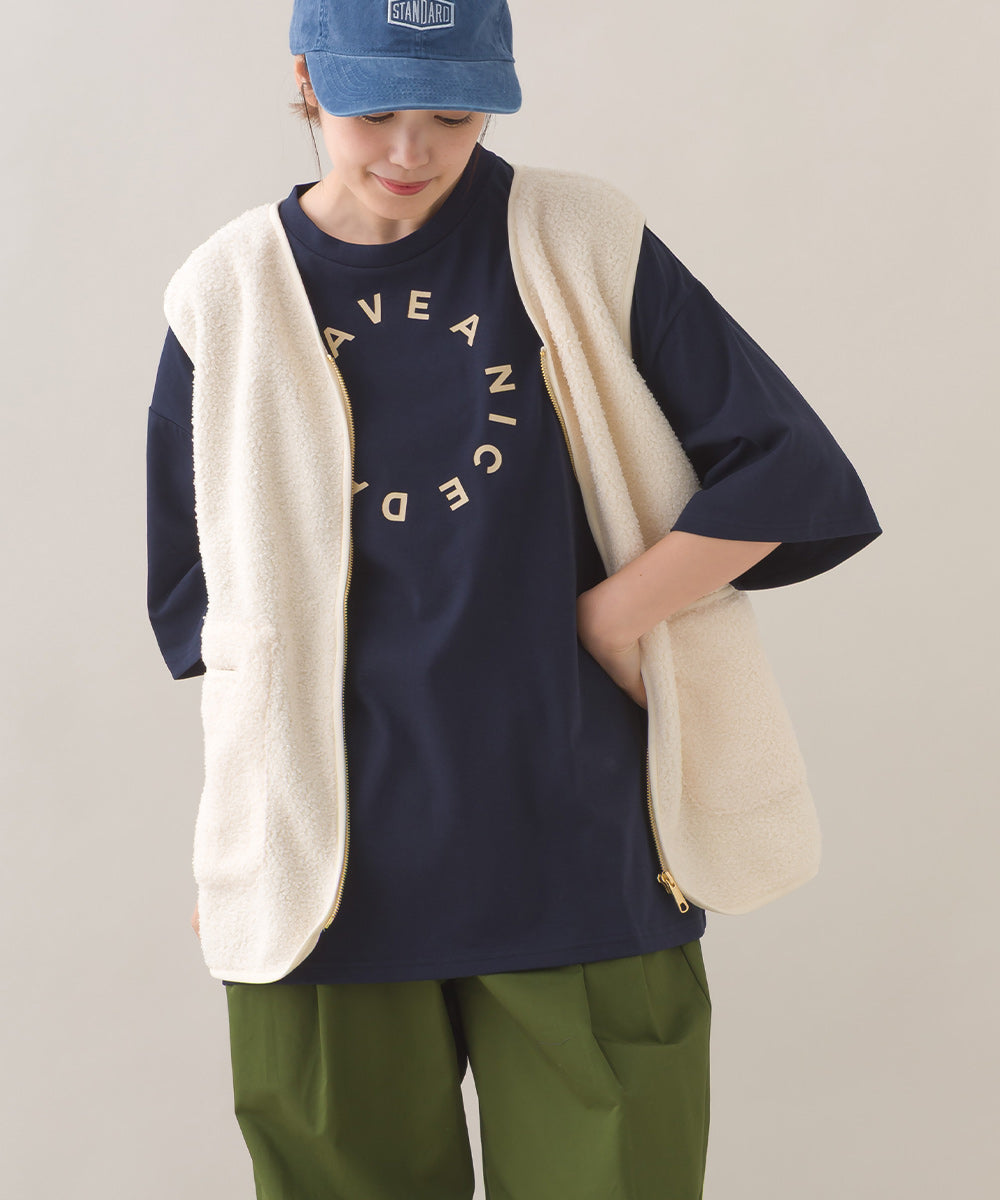 【OMNES】きれいめロゴプリントTシャツ HAVE A NICEDAY 半袖Tシャツ【253W427OMN016】