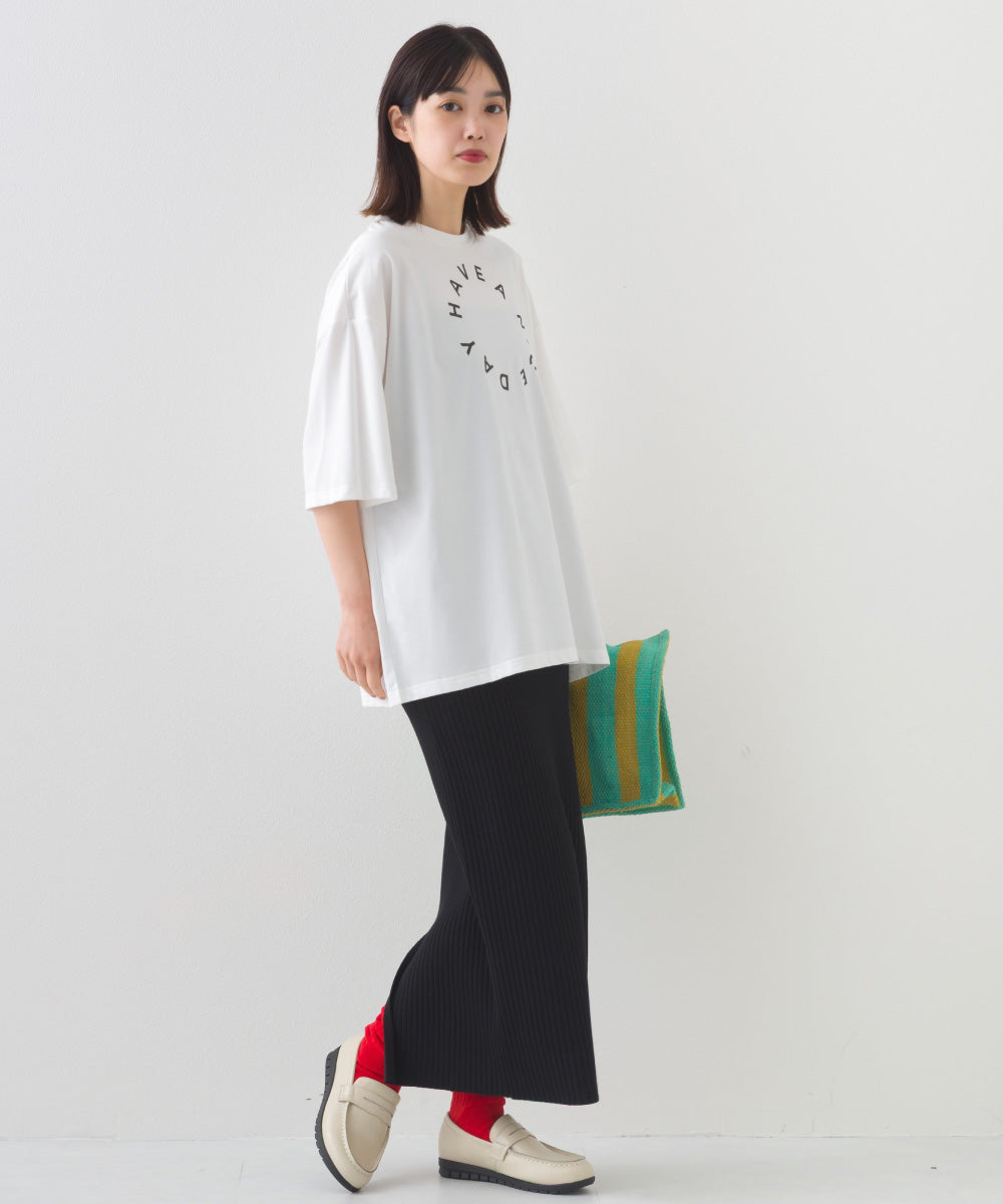 【OMNES】きれいめロゴプリントTシャツ HAVE A NICEDAY 半袖Tシャツ【253W427OMN016】