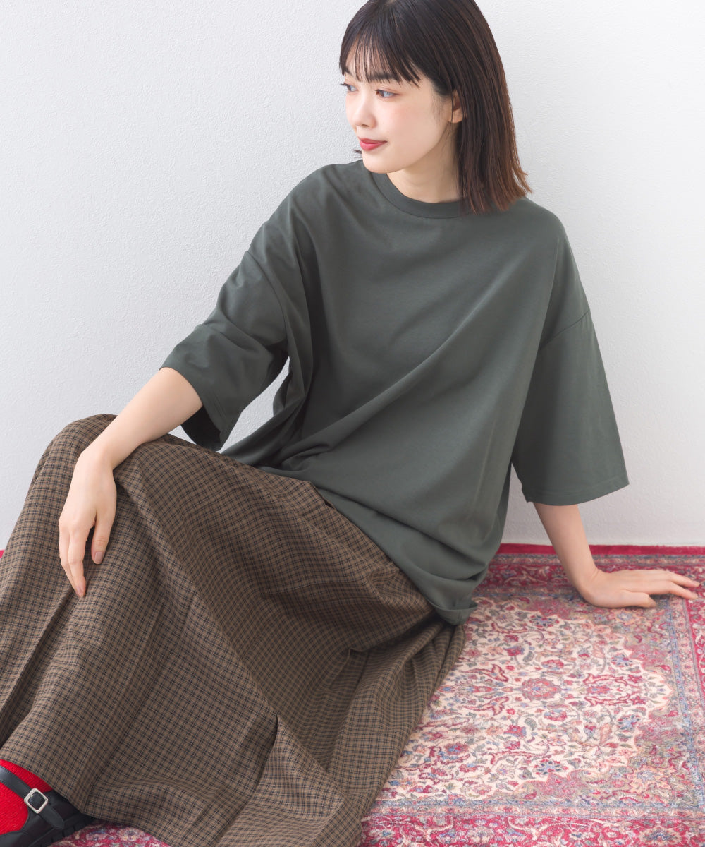 【OMNES】きれいめ無地クルーネックTシャツ 半袖Tシャツ【253W427OMN018】