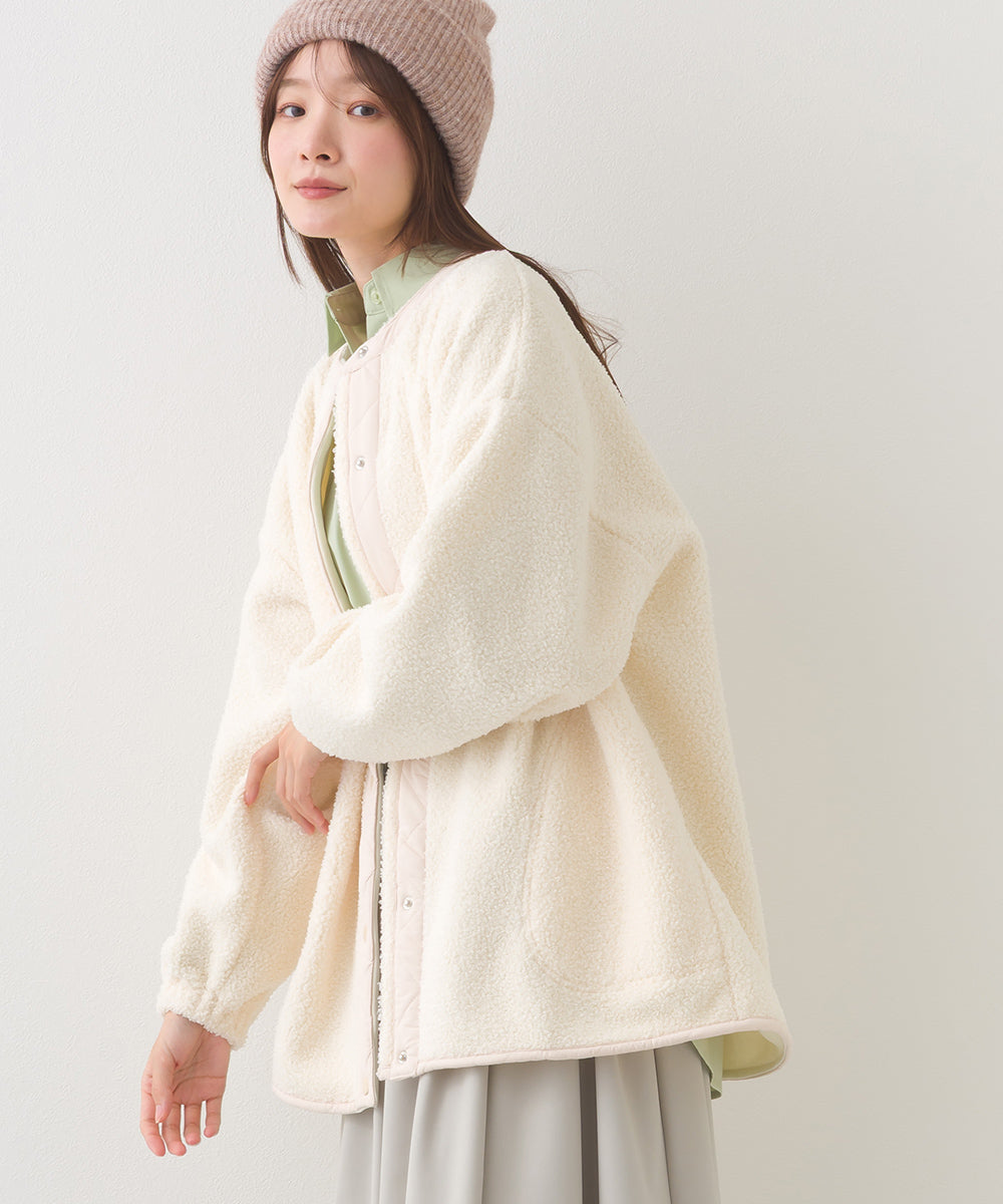 OMNES】ボアオーバーサイズ スナップボタンブルゾンジャケット