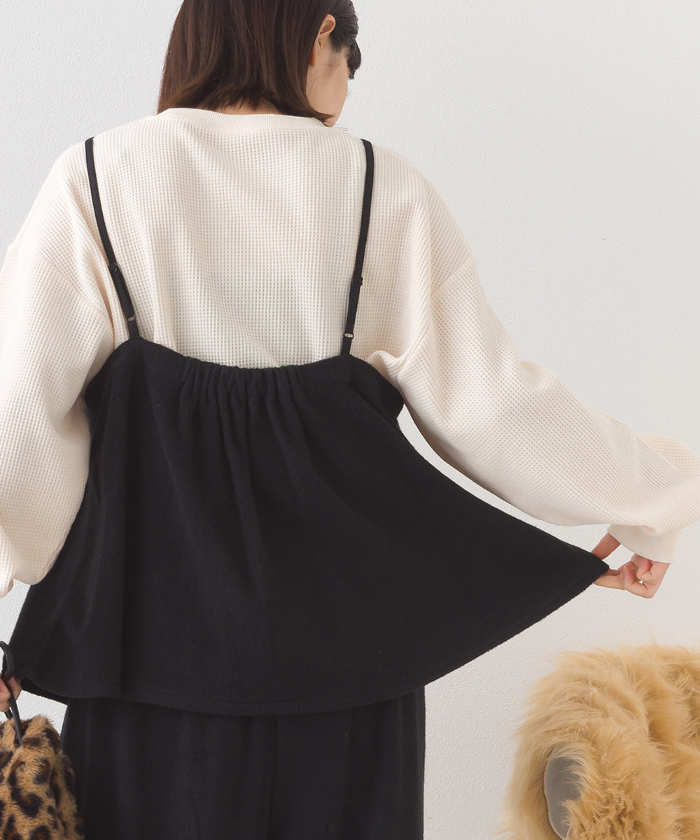 【OMNES】フェルトキャミソール&ワイドパンツ 2WAYセットアップ【253W427OMN025】