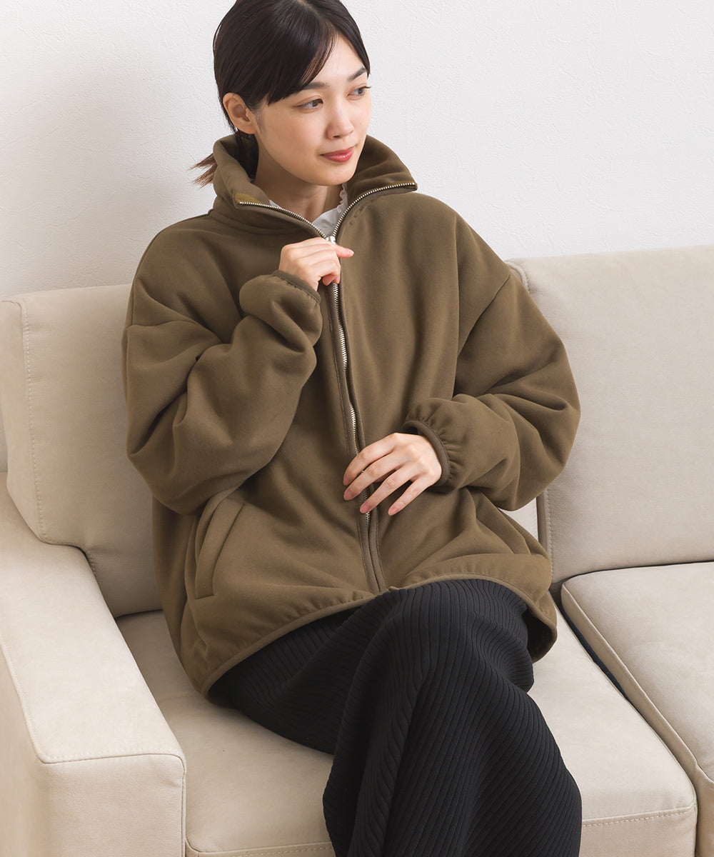 【OMNES】裏起毛ボンディング スタンドジップオーバーサイズブルゾン【253W427OMN031】