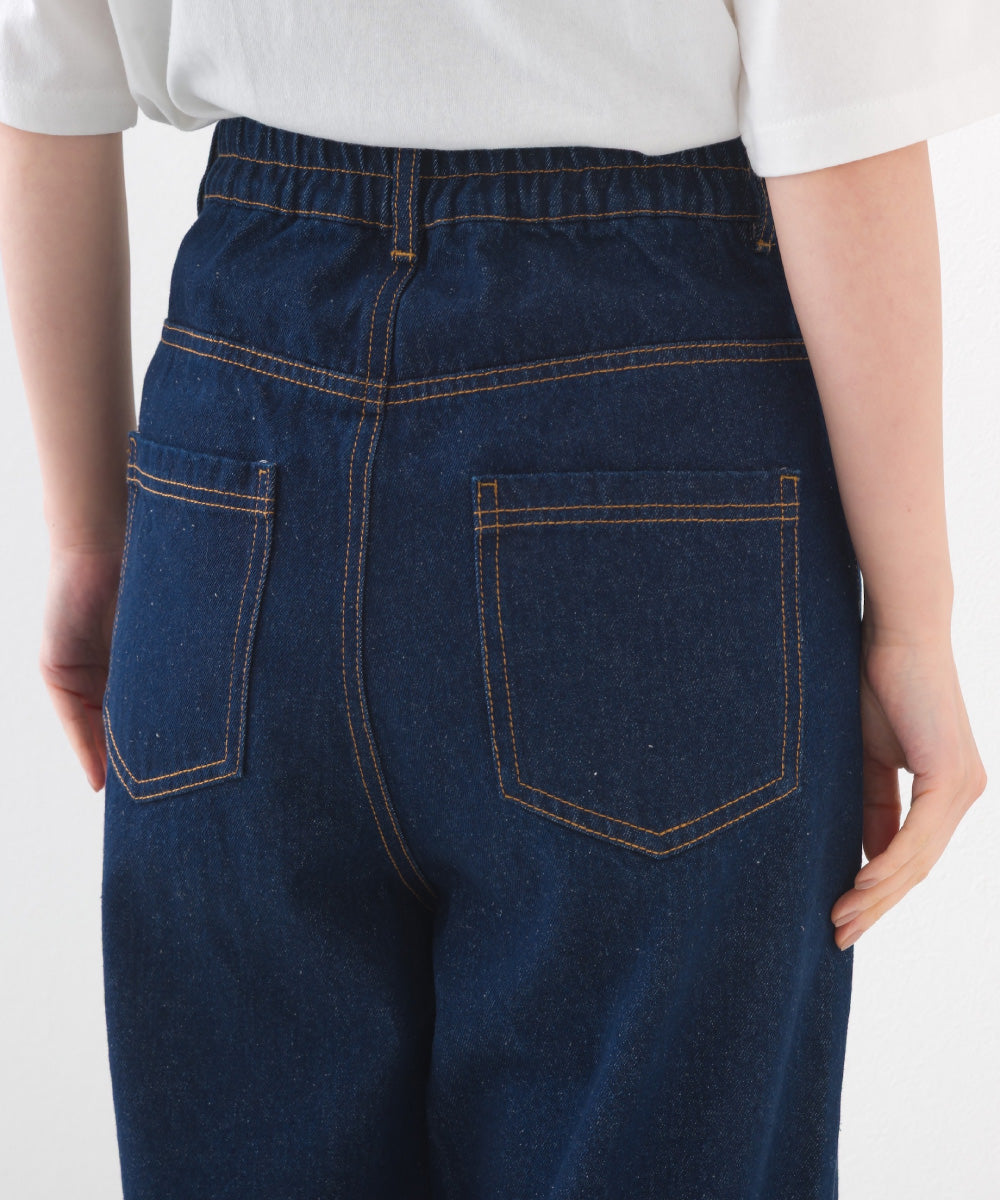【OMNES】12oz ウォッシュ加工ハイウエストルーズワイドデニムパンツ【253W427OMN037】